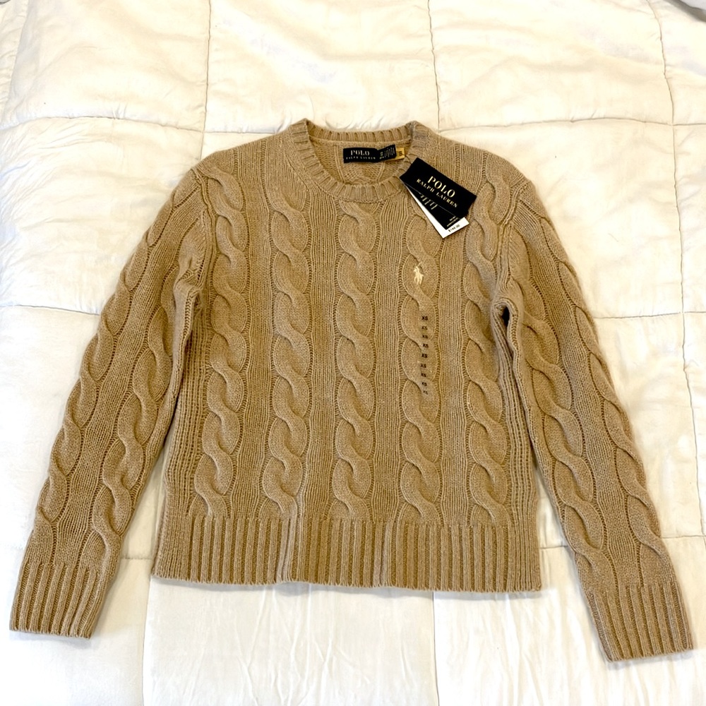 POLO Ralph Lauren crewneck sweater, tan, size XS